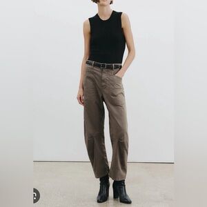 Nili Lotan Brown contton twill SHON Pant in army grey